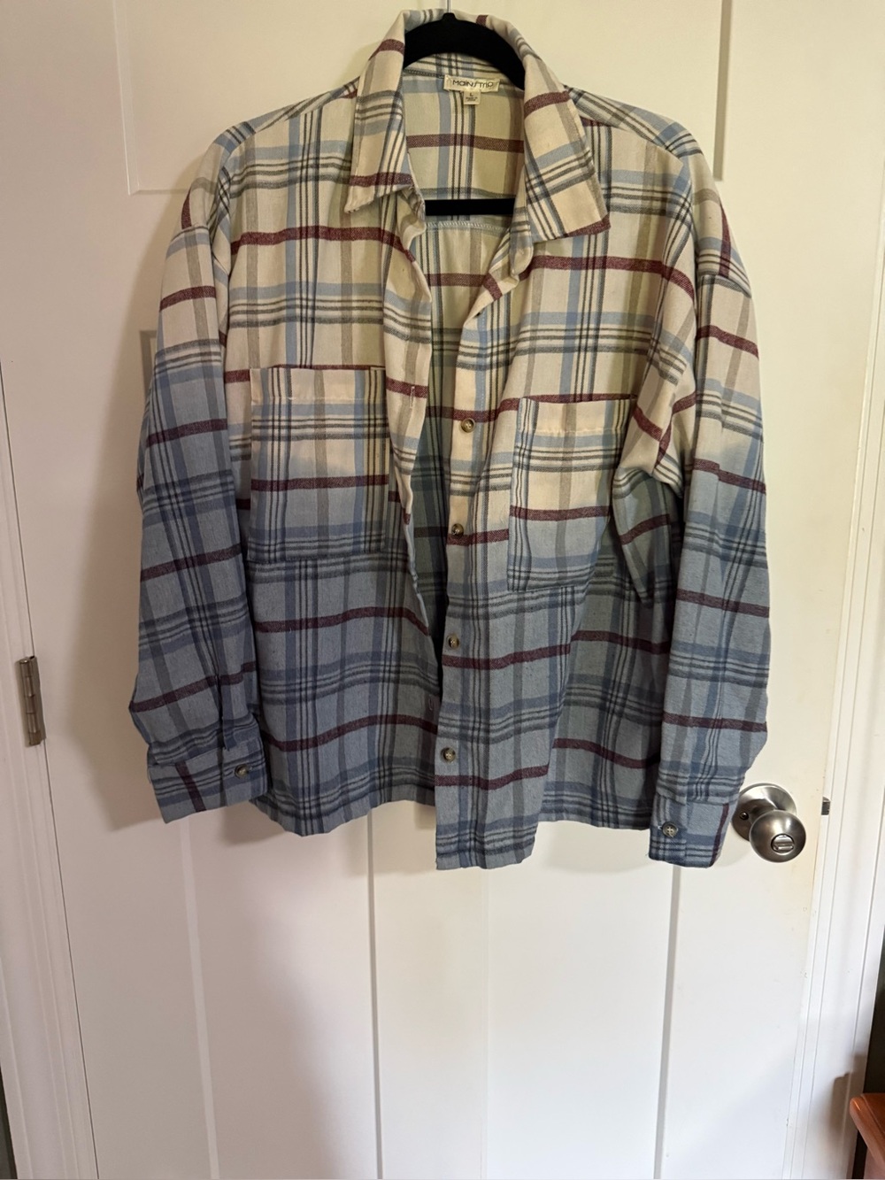 Mainstrip Plaid Button-Up Shirt in Light Blue and Brown